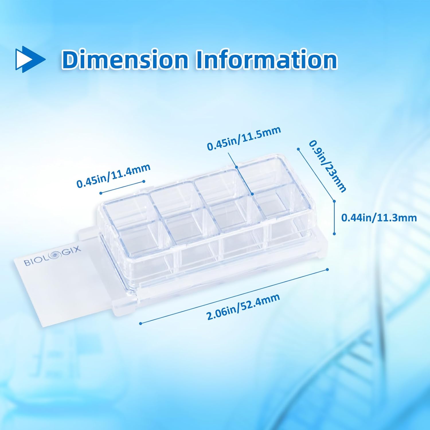 Cell Culture Chamber Slide, 8-Well, PS Frame, Glass Slide, PP Holder, Sterile, Case of 12 - Image 2