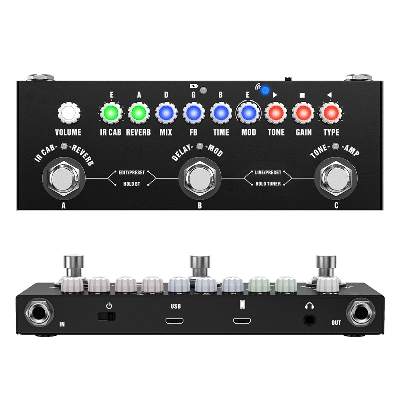 efekty gitarowe Guitar Effector Rechargeable Monoblock Black Combo Effect Portable Do Akcesoriów Do Gitar Elektrycznych