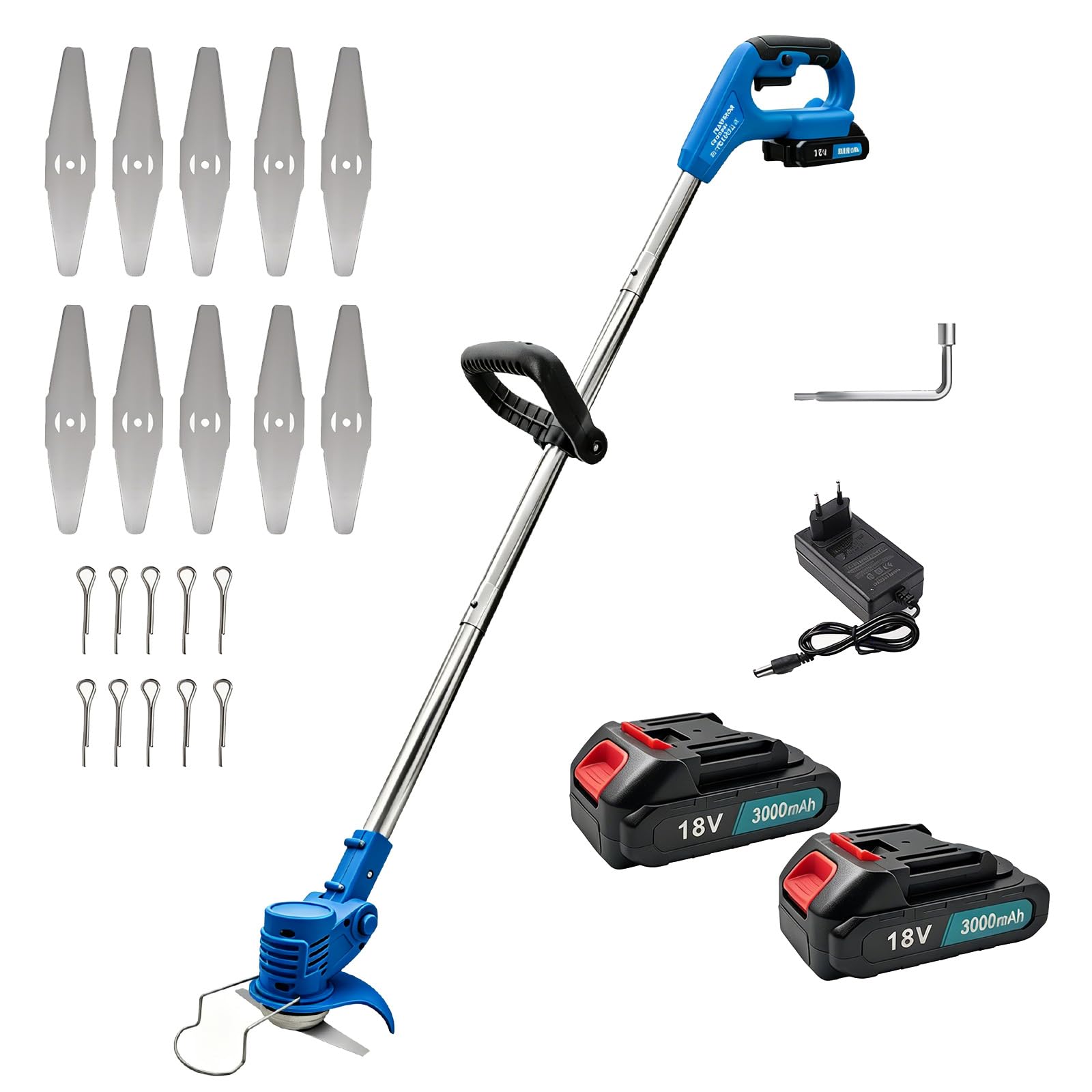 Tagliaerba a batteria con lama circolare e lama in metallo per tagliare perfettamente le erbacce, adatto per giardino, tosaerba all'aperto