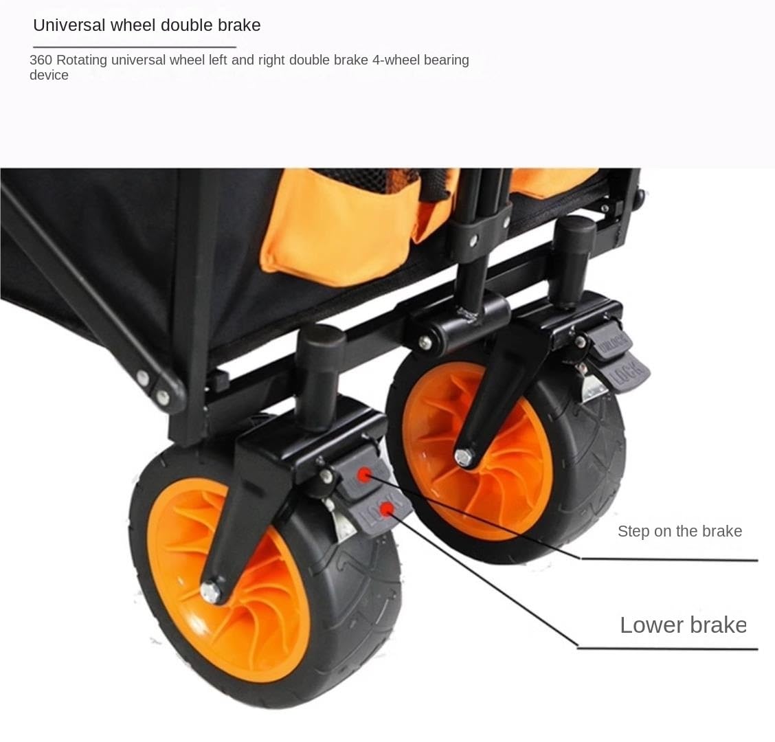 Carrello da giardino pieghevole con ruote, utile portatile per famiglia, shopping, campeggio e giardinaggio, versatile per attività all'aperto