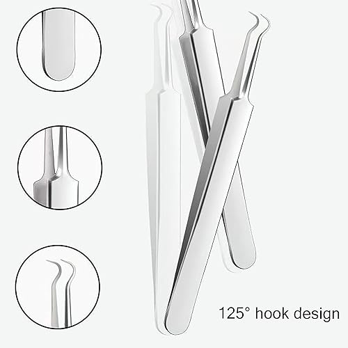 Miniatura 6 de Kit de herramientas para eliminar puntos negros, juego de 11 piezas de extractor de acné de acero inoxidable, pinzas ultra afiladas para eliminación