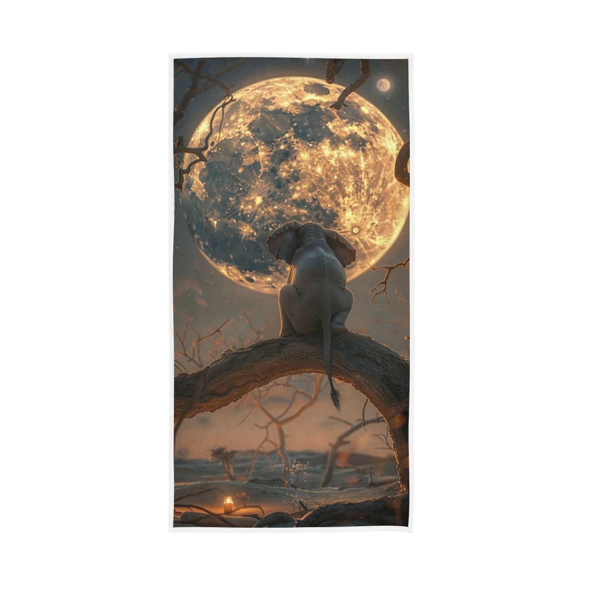 LSRCPD Elephant on Tree Hand Towels Cotton Absorbent Soft Decorative Towel for Bathroom 15 x 30 Inch
