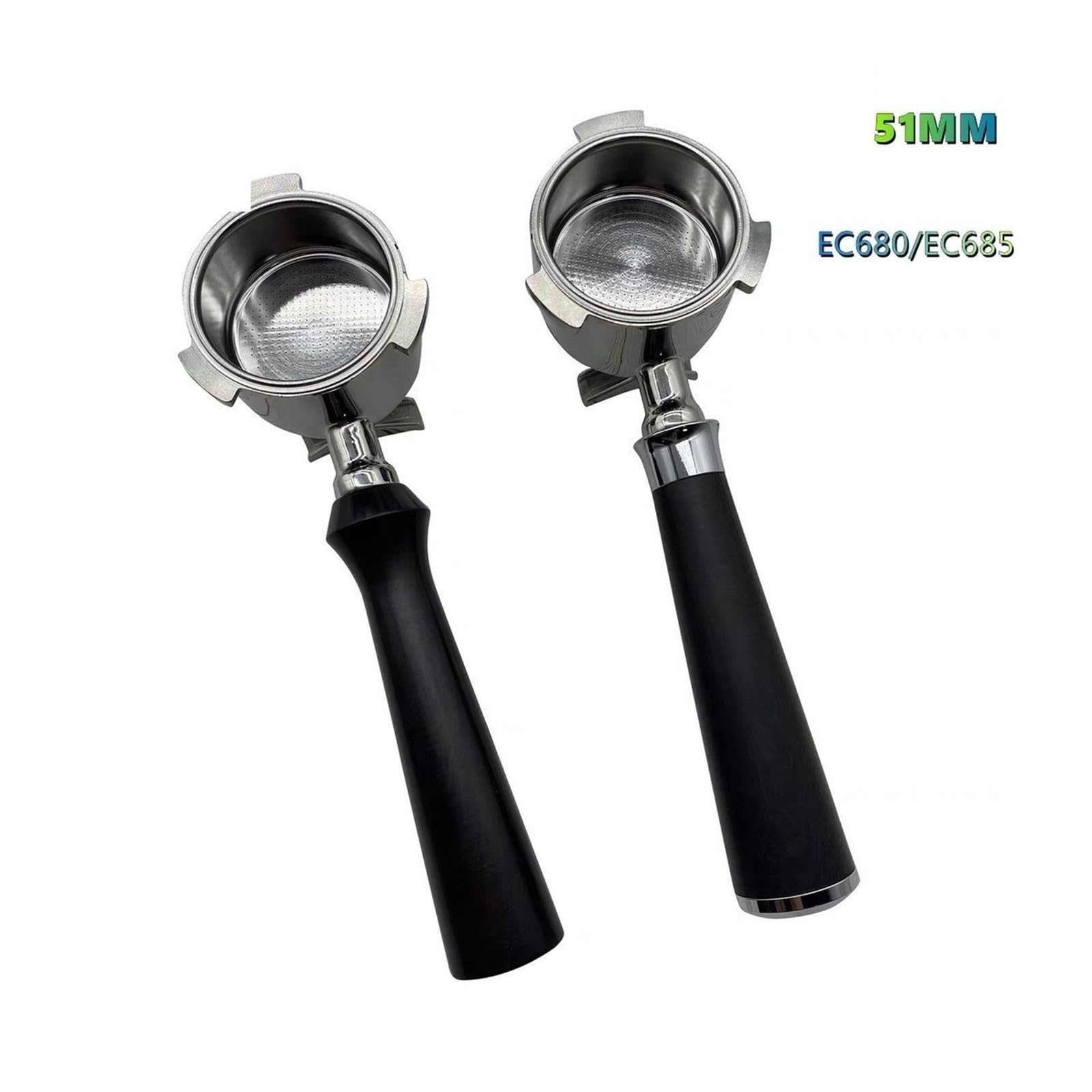 Portafiltro,Compatible Con Delonghi Dedica EC680 / EC685 / EC820 EC850 | EC860 51mm 3 Oídos Boca Doble Espresso Portafiltro 51 Mm A Prueba De Fugas Antideslizante(Black rosewood)