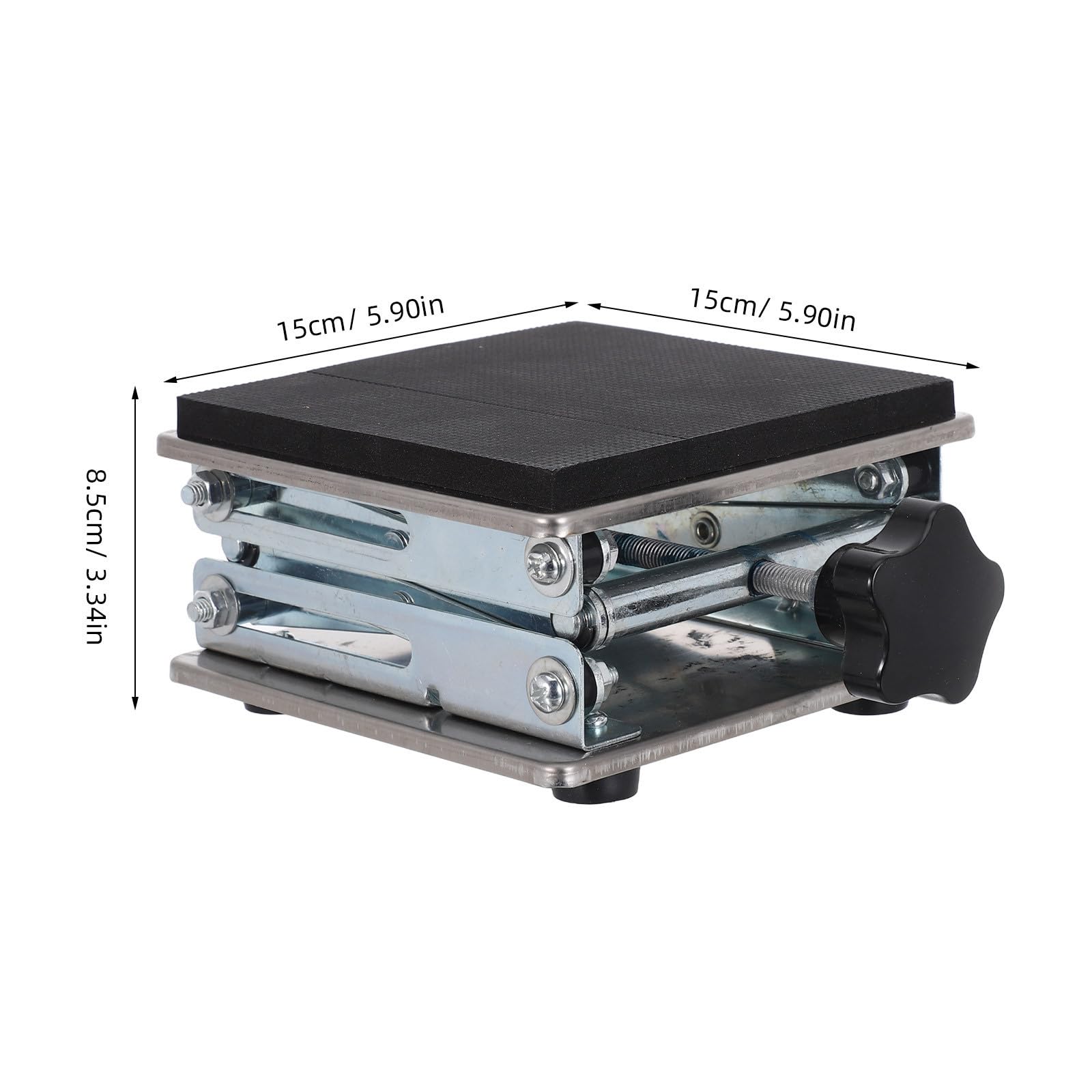 Mini Gato Plataforma de 6x6 Pulgadas Elevador de Tijera de Laboratorio de Acero Inoxidable y Altura Ajustable de 70-260mm para Proyectos Científicos