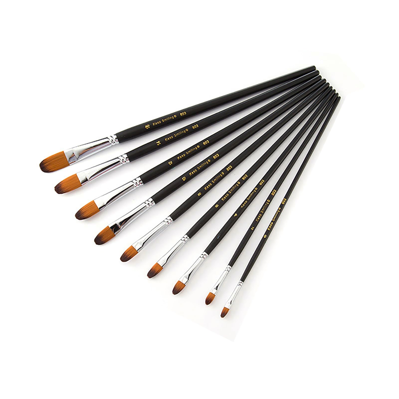9 Pcs Angular Long Handle Artist Paint Brush Set, Quality Synthetic Hair and Wooden Handle for Acrylic Watercolor Oil Painting