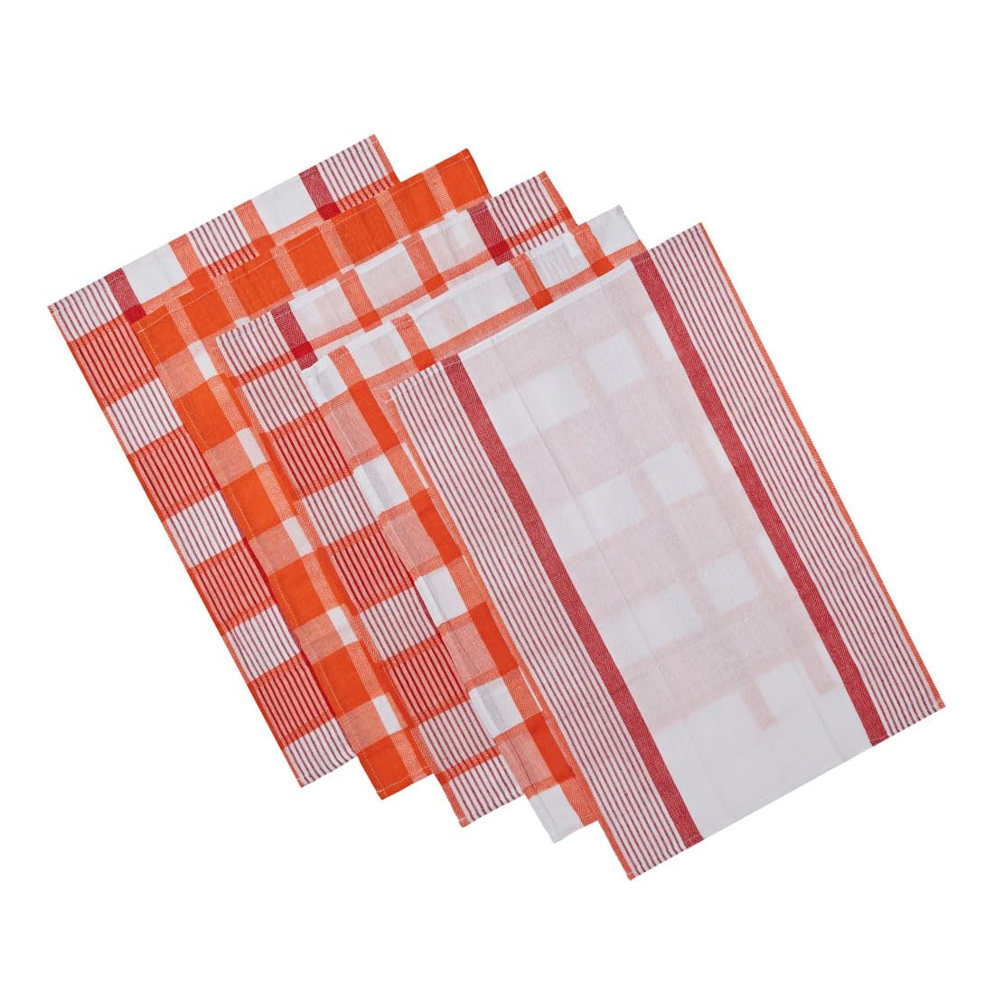 Charlotte Andersen Orange Cotton Rich Soft Kitchen Tea Towels Dish Cloths 5 Pack Quick Dry, Ultra Absorbent And Machine Washable 78Cm X 44Cm (Orange)