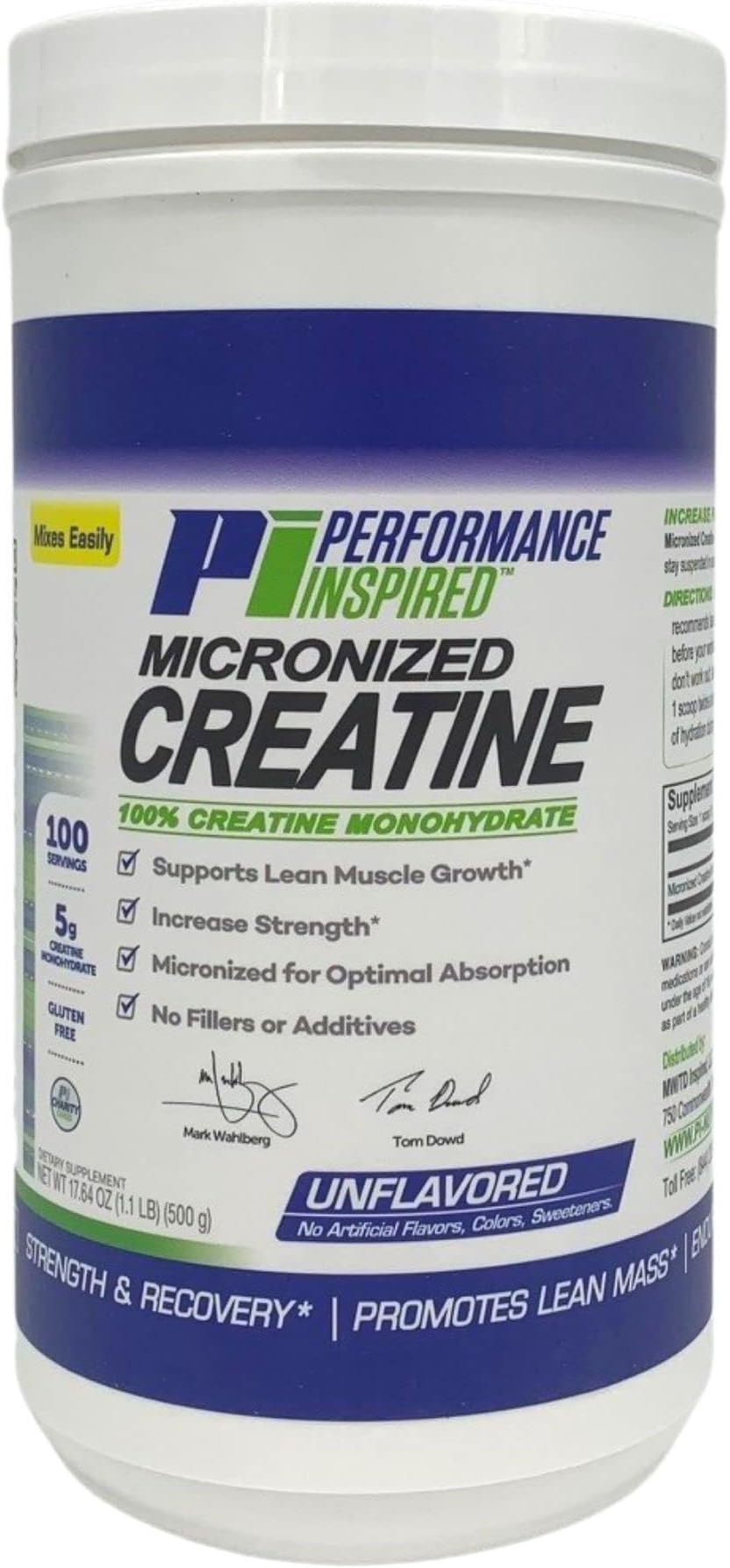 Performance Inspired Nutrition Pure 5g of Micronized Creatine - Supports Muscle Strength & Growth - Recovery - Endurance - Unflavored Creatine Monohydrate – BIG 100 Servings