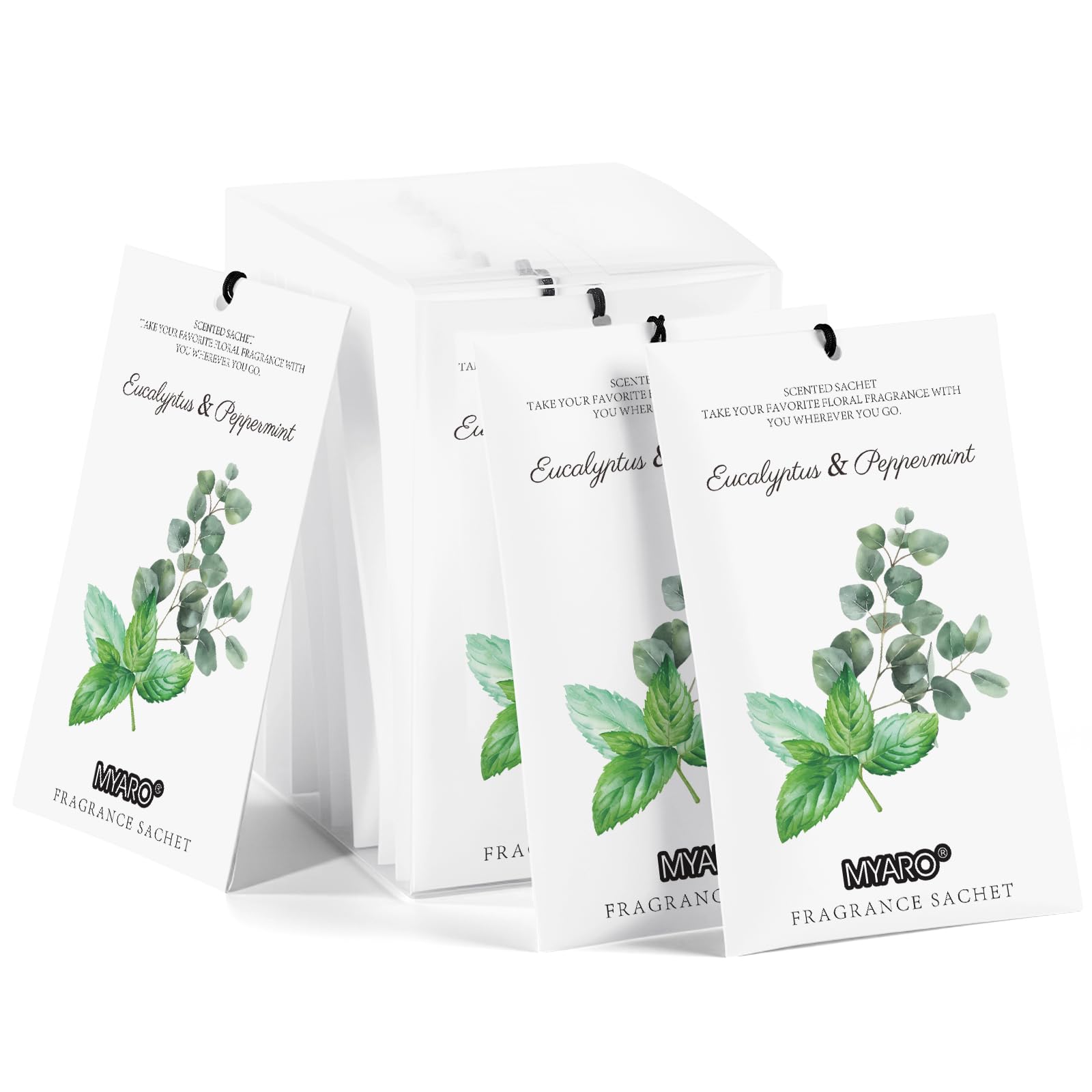 MYARO 12 Pack Eucalyptus Mint Scented Sachets, Closet Deodorizer Freshener