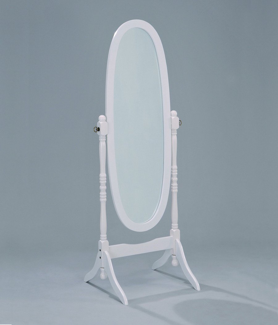 Crown Mark Cheval Mirror, White Finish