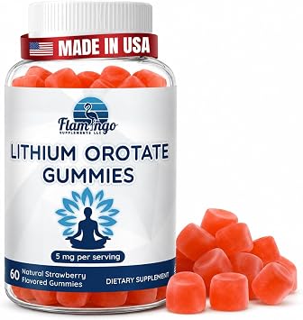 Lithium Orotate Gummies 5mg Per Serving Chewable Lithium Supplement Gentle Daily Support Vegan, Non-GMO 60 Gummies