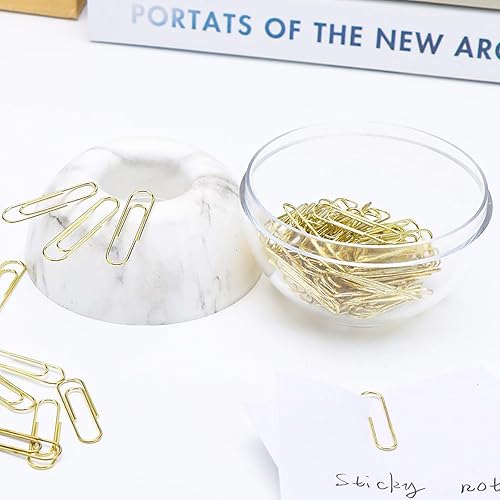 Miniatura 3 de Soporte magnético para clips de papel, dispensador de clips de papel de mármol con clips de papel dorados, 100 piezas de 1.1 pulgadas (1.102 in),