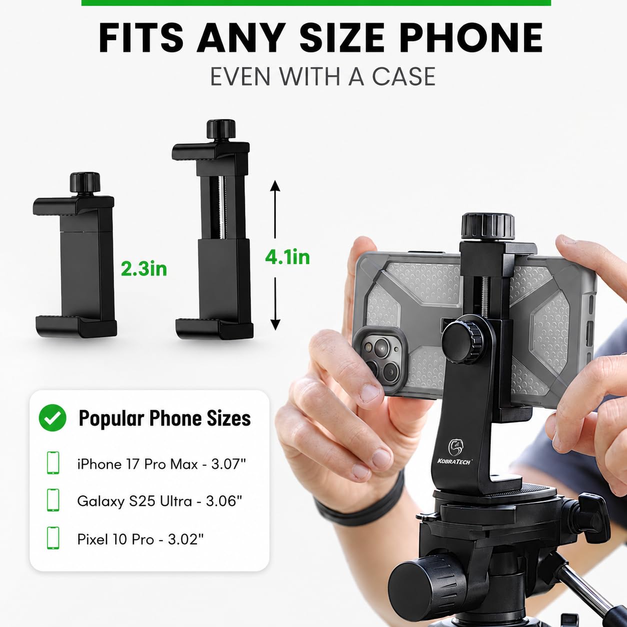 KobraTech Supporto Smartphone Treppiede - UniMount 360 Adattatore Smartphone Treppiede con Otturatore Remoto Bluetooth