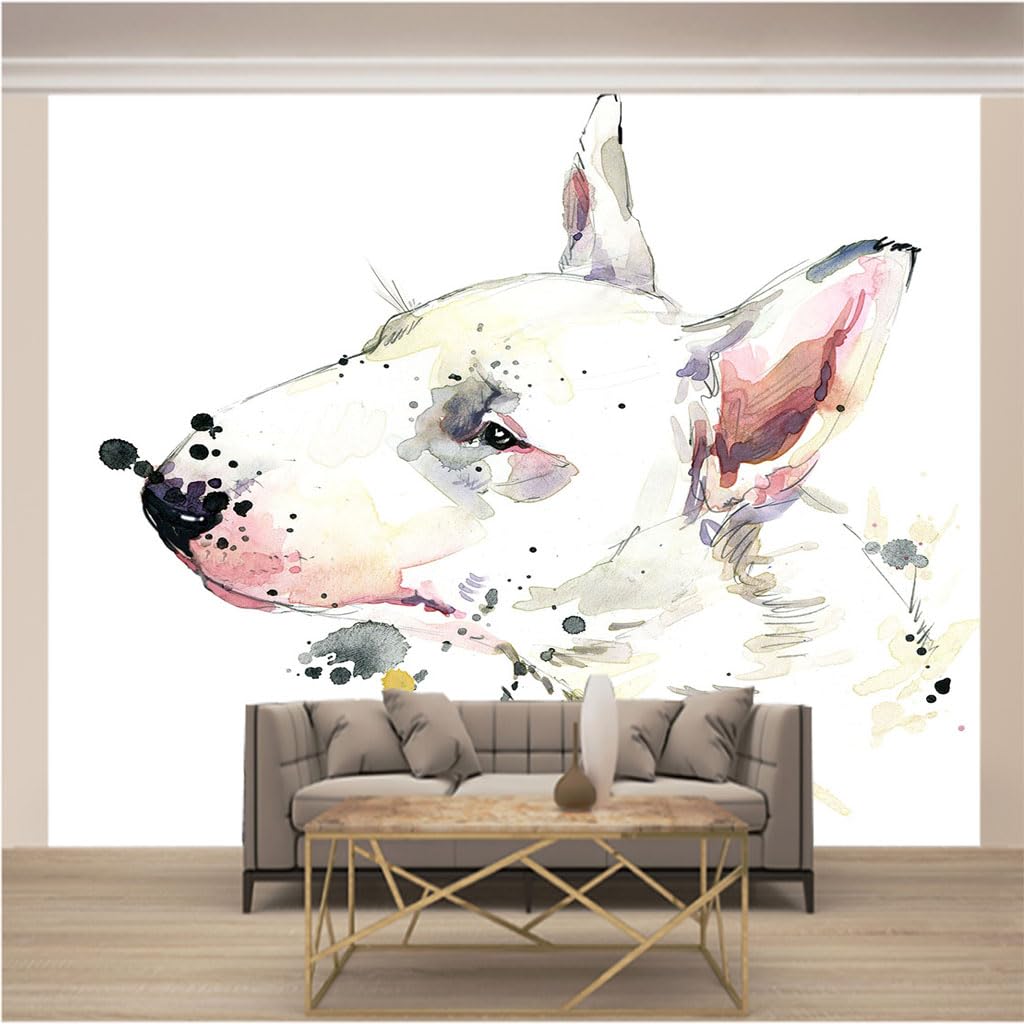 Papier peint panoramique trompe l'oeil 3d animal dog xxl pour salon et chambre