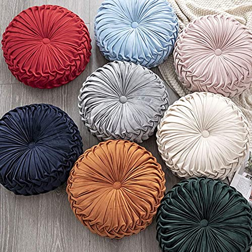 Elero Round Pillows Velvet Pleated Circle Pillow Chair Cushion Floor Pillows Home Decorations For Home Couch Chair Bed Car Orange, 1 Count (Pack Of 1) #TOP1