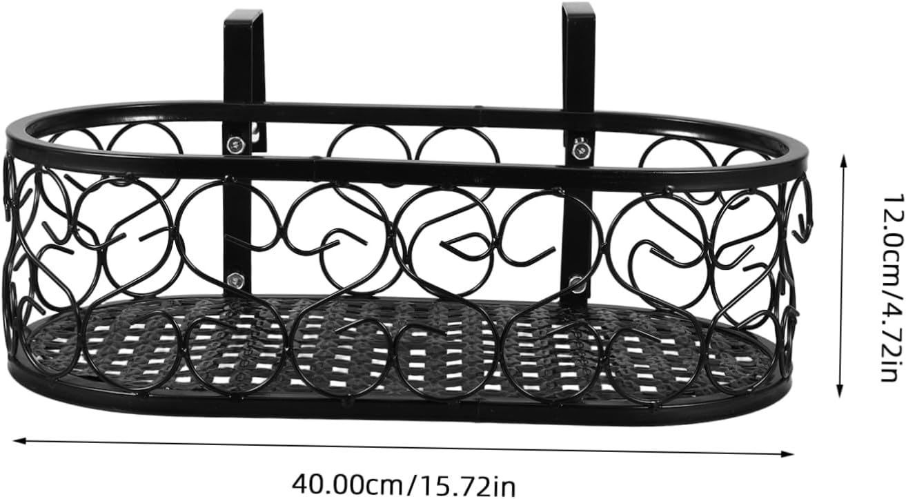 Metal Balcony Railing Flower Stand Hanging Pot Rack Elegant Design for Outdoor Decor