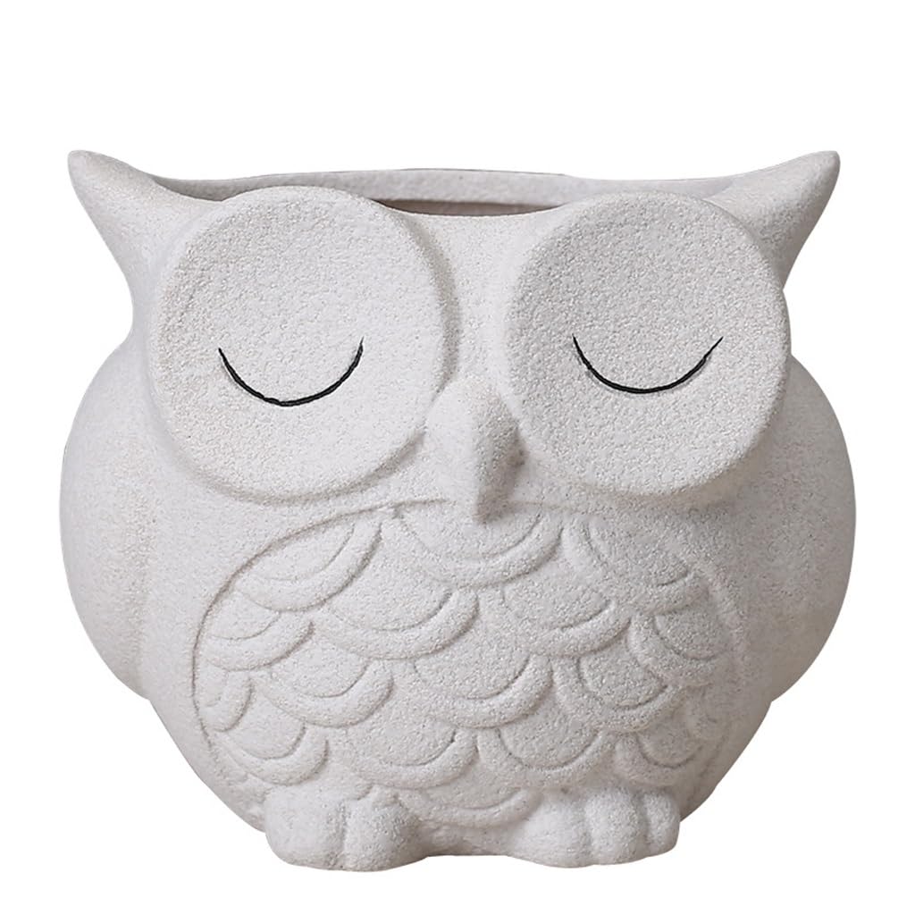 GELASIGE Flower Pots Cute Owl Succulent Flower Pot, Ceramic Flower Pot, Indoor Flower Pot, Suitable For Balcony And Garden Outdoor Flower Pots