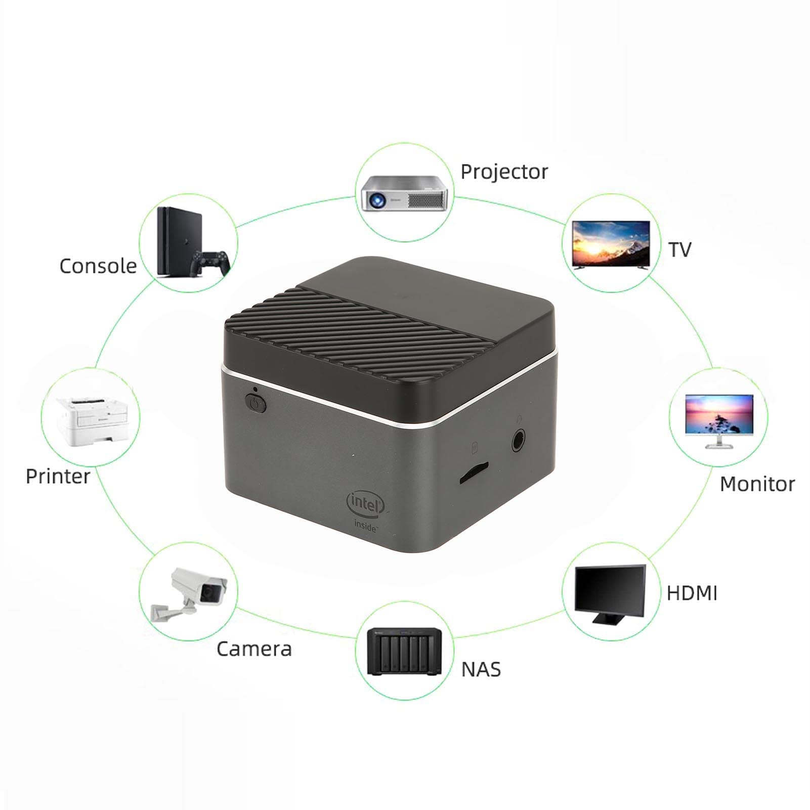 Mini PC dla Win10, J4125 4-rdzeniowy procesor 8 GB DDR4 256 Gb SSD M.2 2242 Przenośny minikomputer Host, BT4.2 HDMI, dwa interfejsy USB 3.0 i USB C 4K 60 Hz 2,4 G 5,8 G WIFI 110-240 V(EU)