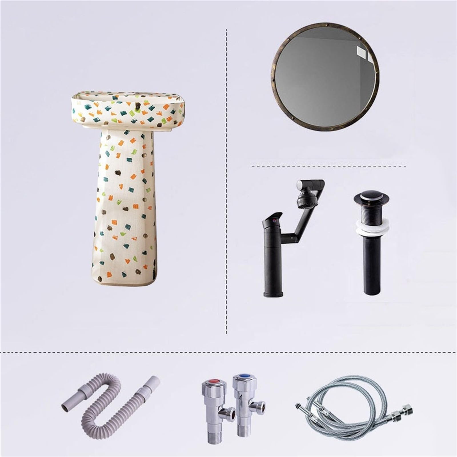 Lavabo del baño Fregadero de Suelo Interior y Exterior, Lavabo baño con Pedestal cerámica(G)