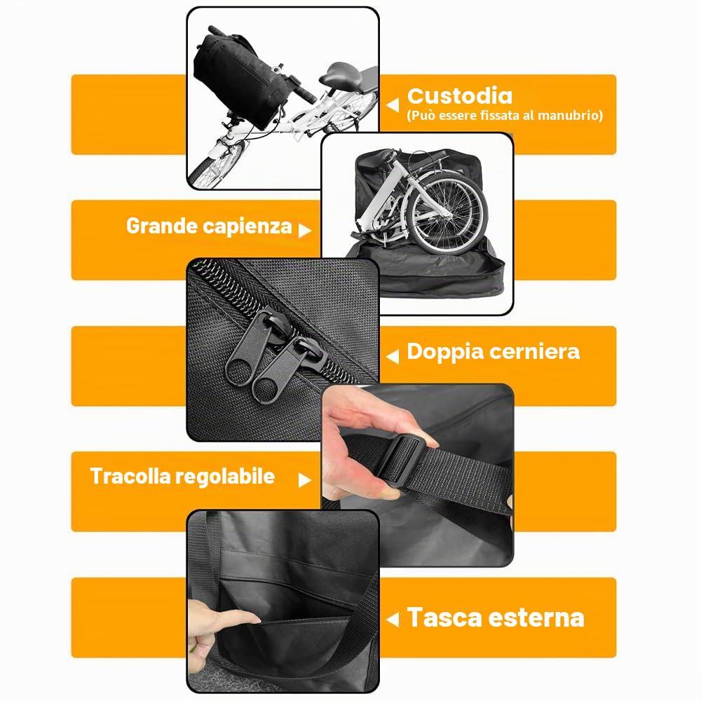 Kavolet Borsa da trasporto per bicicletta,impermeabile, 87 x 80 cm per biciclette pieghevoli da 20-22 pollici,Borsa da Viaggio Pieghevole Leggera e Resistente per Auto Treno Aereo,Tessuto Oxford, nero