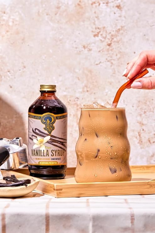 Portland Syrups Vanilla Syrup Flavoring for Coffee, Lattes, Cold Brew, Macchiatos, Cocktails, Desserts Ideal for Drinks & Adding a Vanilla Touch to Any Beverage 12 oz, 24 servings (Pack of 2)