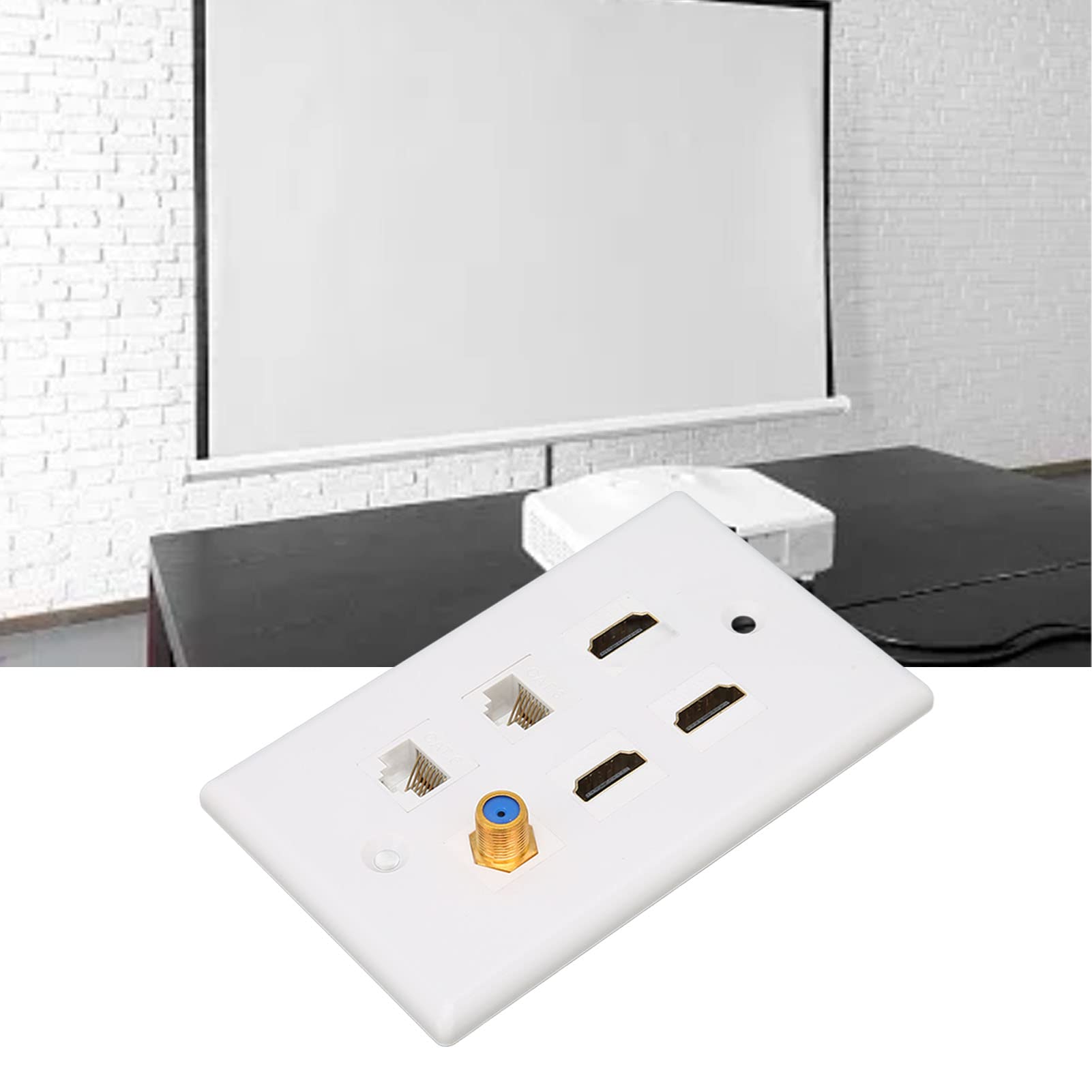 Annadue Piastra da Parete HDMI, Piastra da Parete Ethernet a 6 Porte con 3 X HDMI, 1 X TV Tipo F e 2 X Piastra da Parete AV di Rete RJ45 Cat 6 per HDTV Domestica, Pannello di Presa a Parete Ethernet