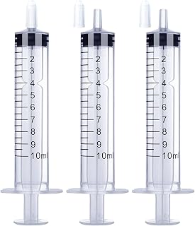 10ml Syringe for Liquid, Oral, Scientific Labs, Measurement, Dispensing, with Cap- 3 Pack