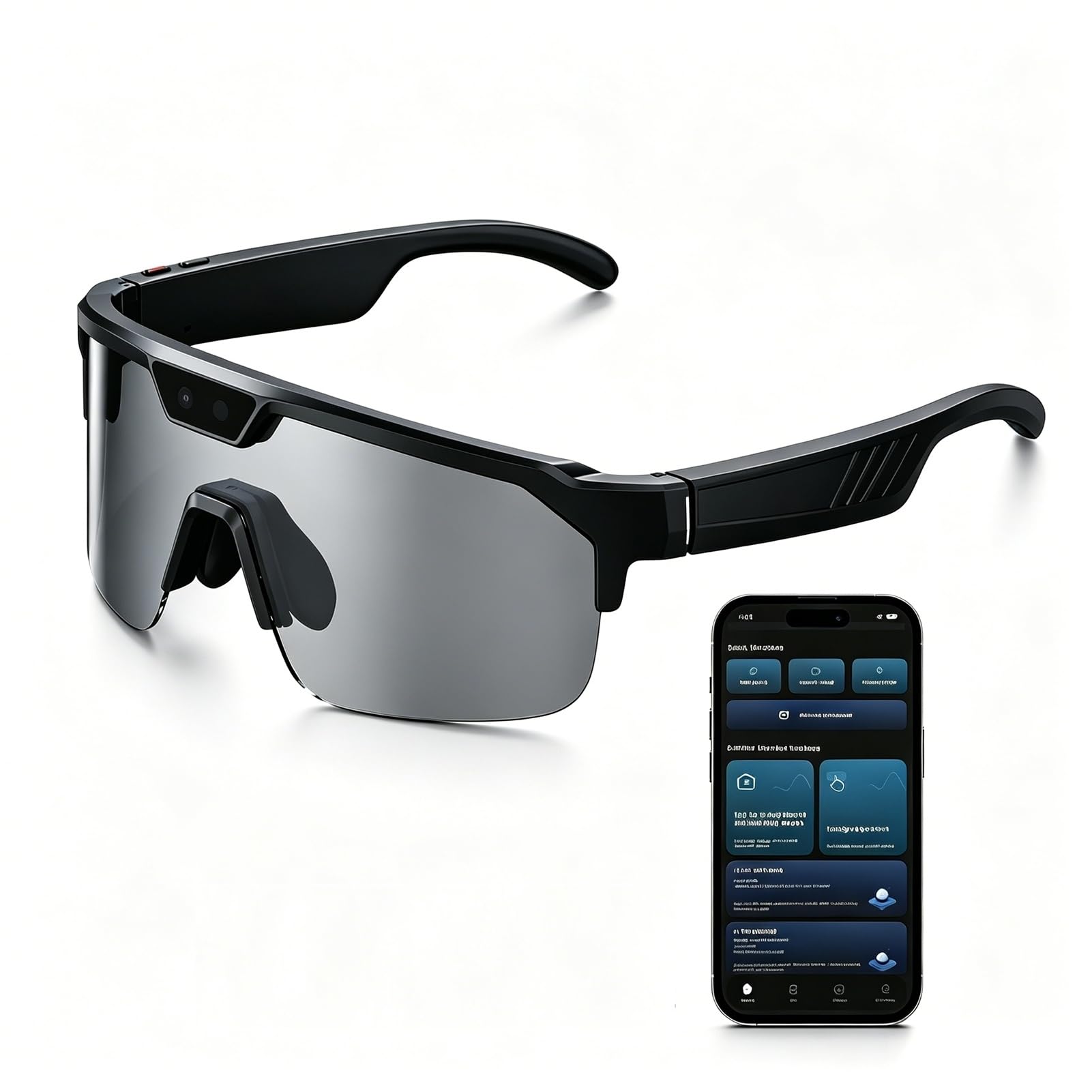 REEDTOCK Gafas inteligentes con audio, lentes de sol polarizados inteligentes con Bluetooth para hombres y mujeres, gafas de ciclismo con asistente de voz