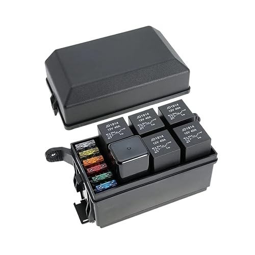 car Part 12V Fuse and Relay Box Kit with 6 Slots Relay Block and ATCATO Blade Fuse with Metallic Pins Spade Terminals Universal car Part