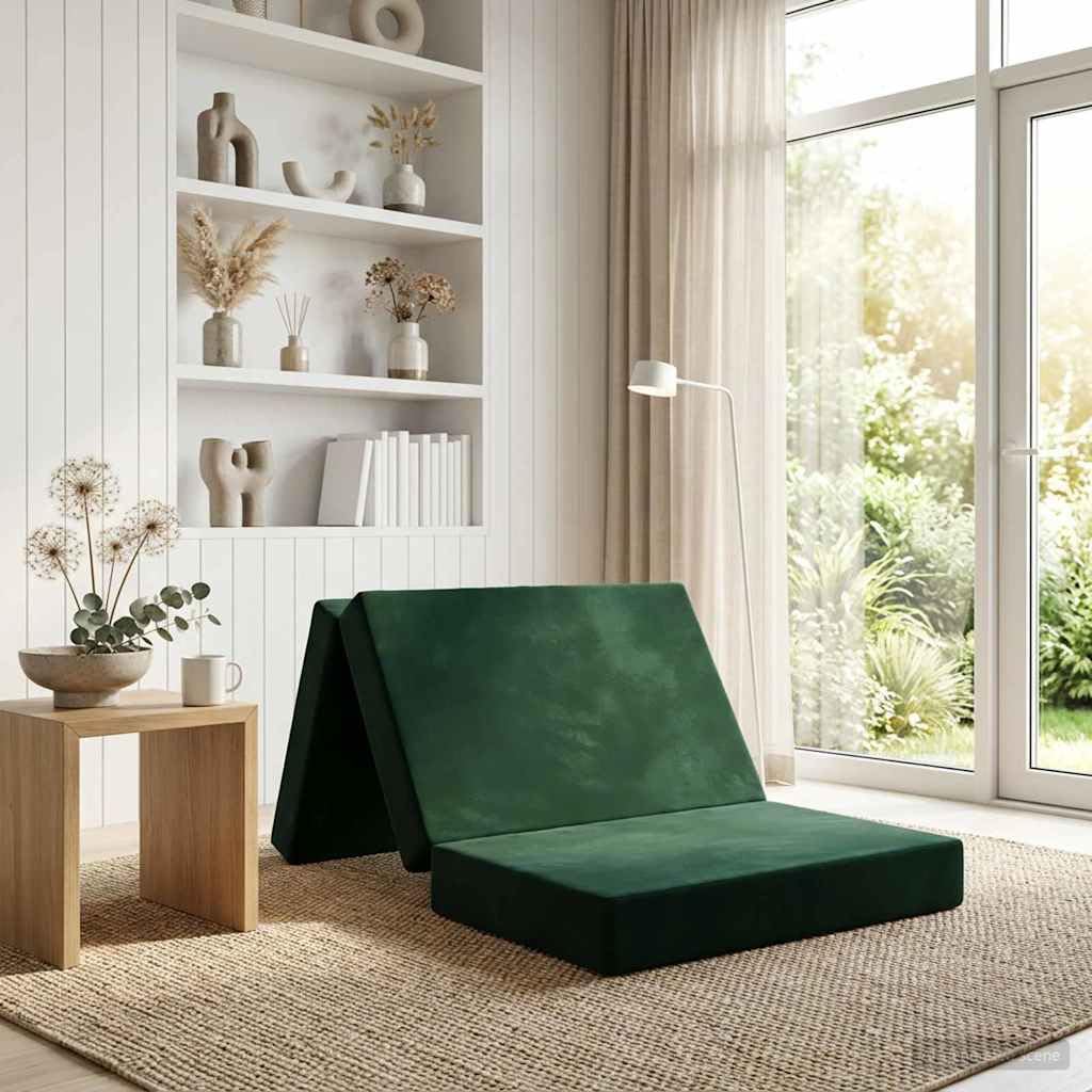 Sofa rozkładana 90 x 67 x 45 cm ciemnozielona pianka poliestrowa