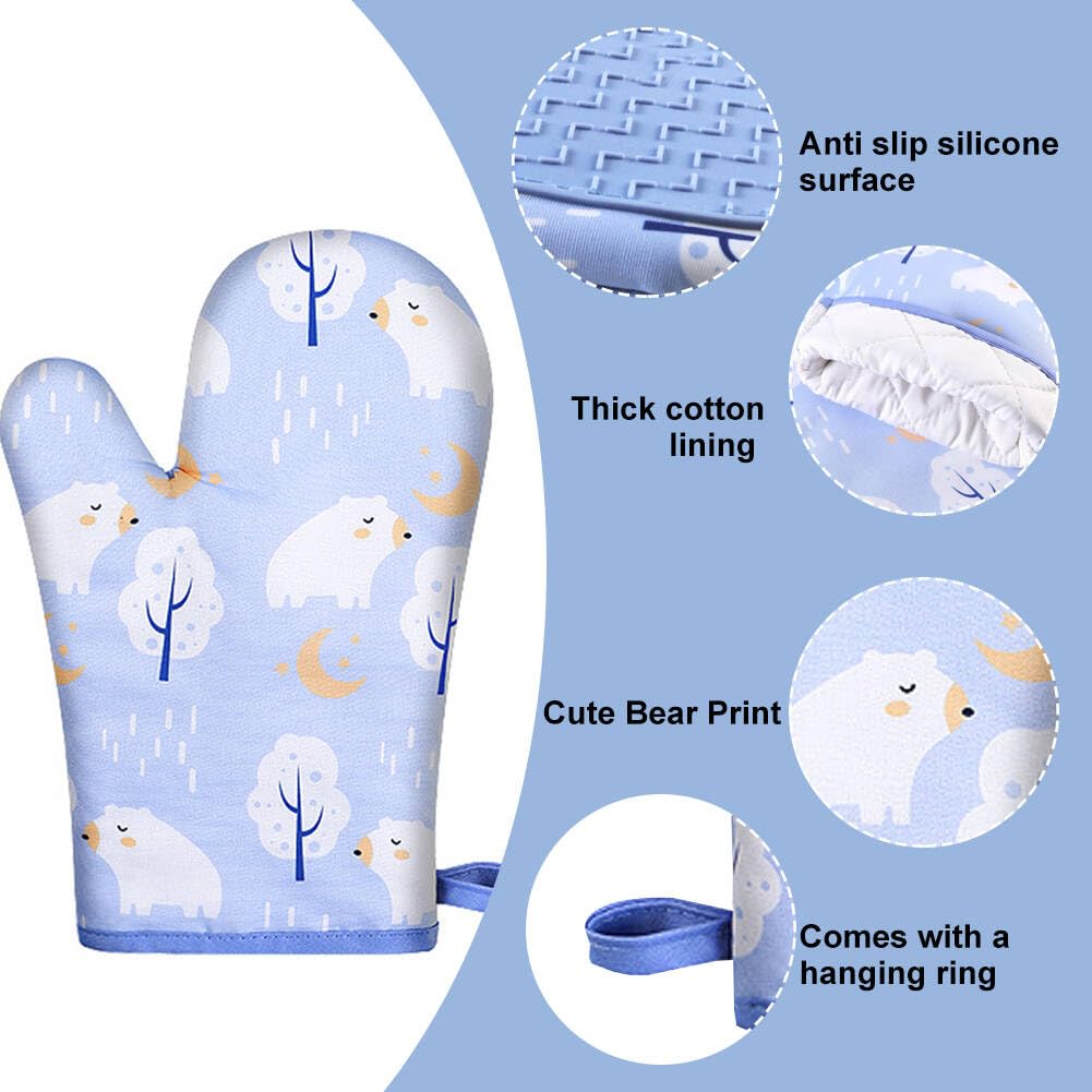 Guanti Forno In Silicone E Cotone - Resistente Al Calore, Con Gancio, 2 Pezzi Gialli - Foto 3