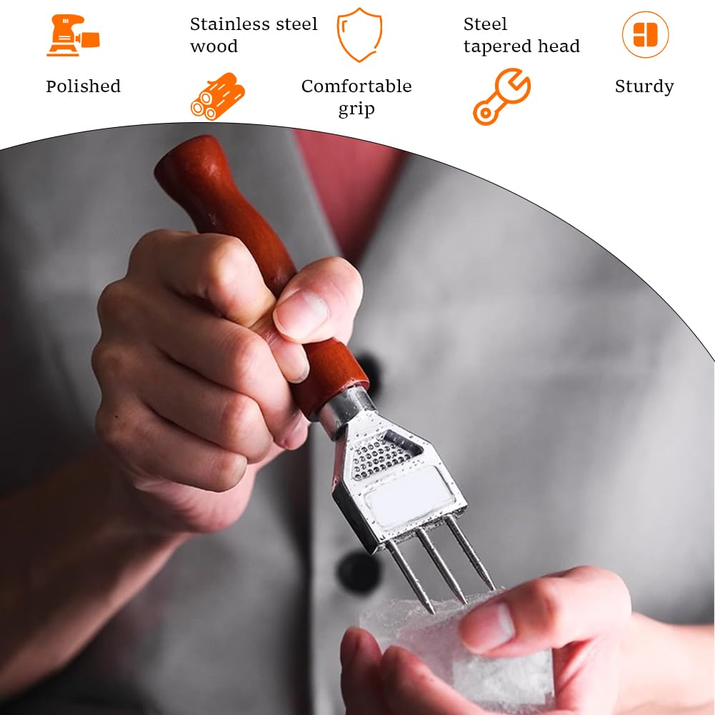 Martello Rompighiaccio, Spacca Ghiaccio, Punteruolo per Ghiaccio, Rompighiaccio con Manico Legno Scalpello Ghiaccio Portable Punch Utensili Robusto Cocktail Pickel per Barman Bar Cucina
