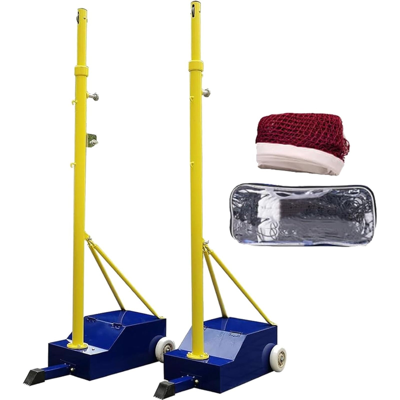 Filet de volleyball et badminton réglable en hauteur avec roues pour le jardin et les sports d'intérieur