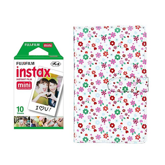 FotoFotoCart 96 Pockets Mini Film Photo Album Book + 10 Sheet Mini Film for Instax Mini LiPlay 11 9 8 7s 70 90 Link Instant Camera 3 Inch Polaroid Picture Name Card HolderCart 96 Pockets Mini Film Photo Album with Mini 10 Sheet Film Pack for Fujifilm Instax Mini 11 Instant Camera (White Flower, 96 Photo Album + 10 Sheet)-image-15