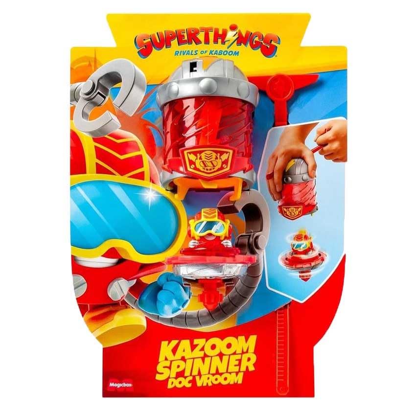 SUPERTHINGS KAZOOM Power - Kazoom Spinner - Doc Vroom, zawiera 1 kapsułkę Kazoom, 1 bączek Kazoom i 1 pasek.