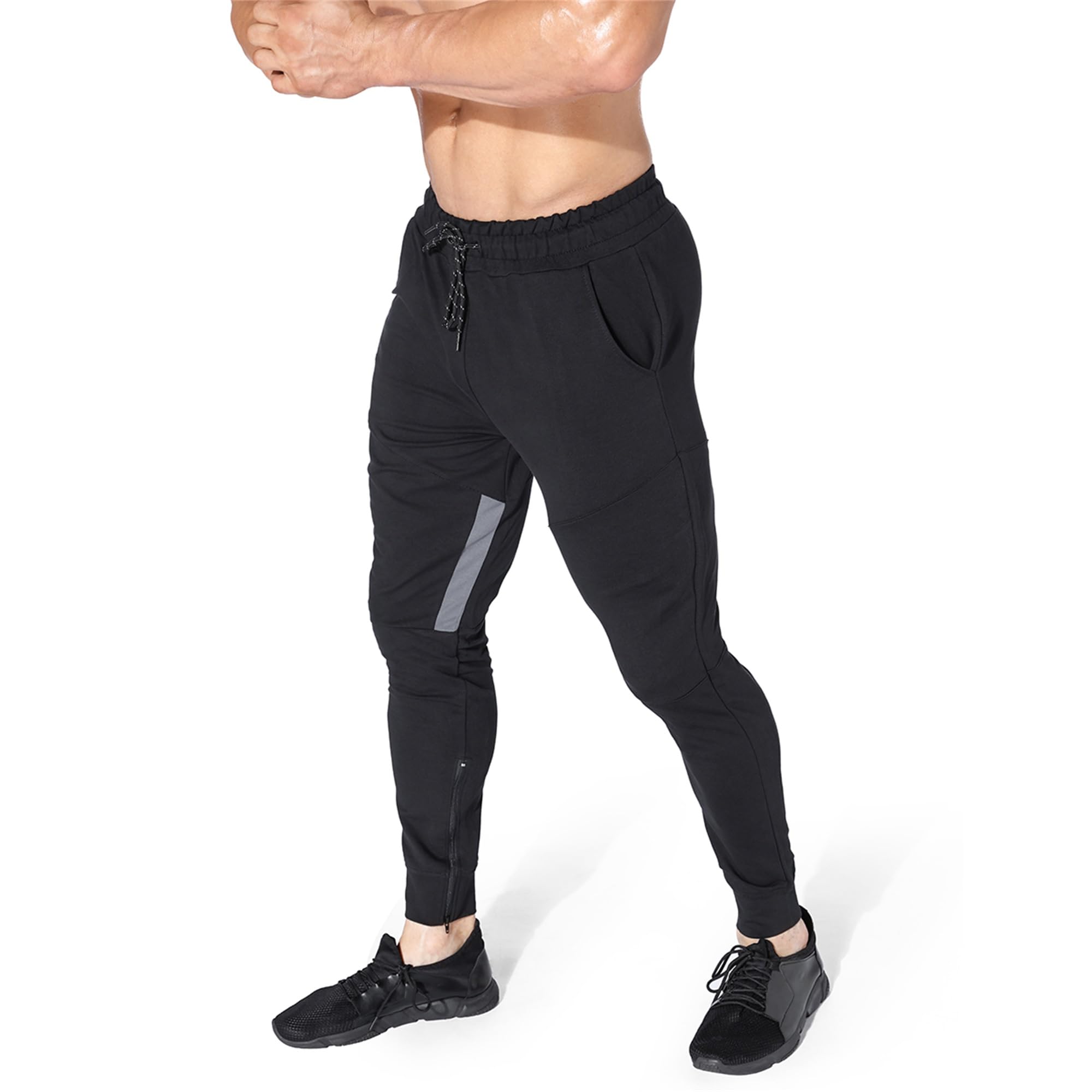ZENWILL Cerniera Tasche Pantaloni Maglia Tuta Uomo Pantaloni Lunghi Palestra Cotone Uomini Sport Allenamento Jogger