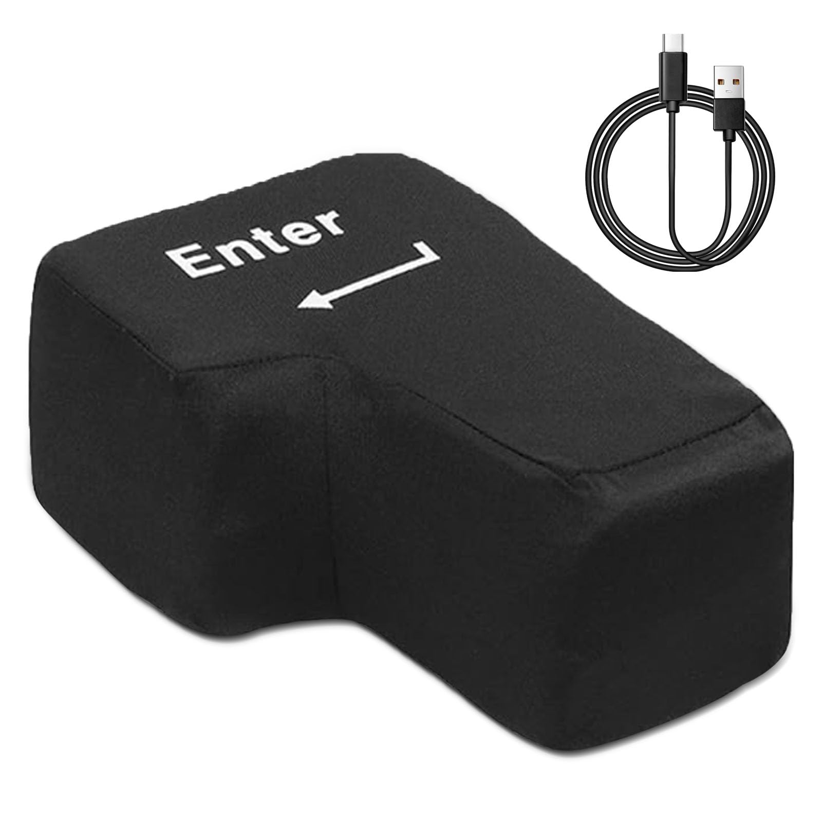 Grande Touche d'entrée,Gros Bouton Entrée,Touche Entrée avec Coussin de Bureau Clavier USB Gadget pour Anti-Stress,Outils de Soulagement du Stress pour le Bureau,Grand Coussin de Touche d'entrée
