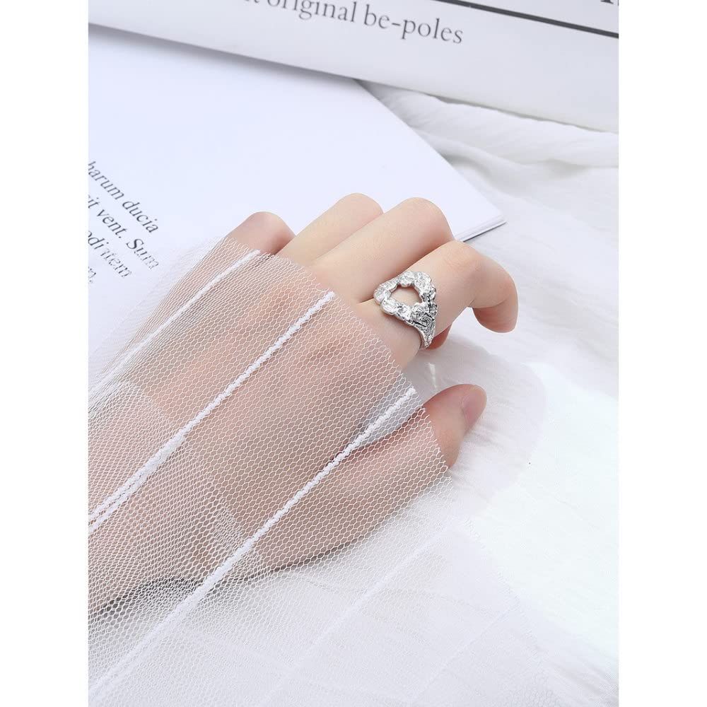 Verstellbarer Ring, S925 Sterling Silber Minimalistischer Lava Ring Verstellbare Ringe Durchbrochener Offener Ring Silber Daumenring Ewigkeitsring Hochzeitsanhänger Schmuck Geschenke Für Männer M