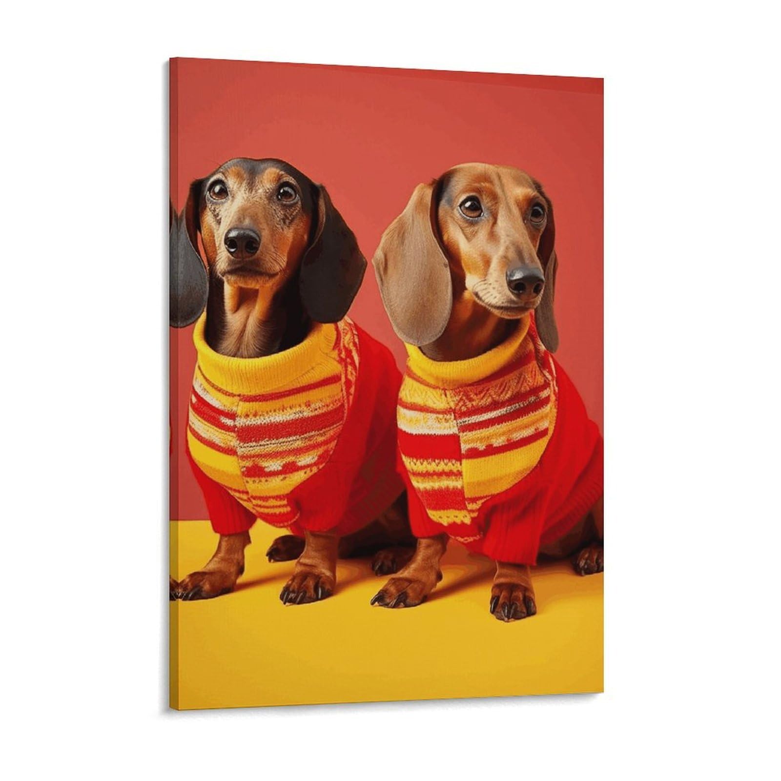 Cute Dachshund Canvas Wall Art for Bedroom 18x24inch Canvas Prints Artwork for Walls Modern Picture Artwork Painting for Living Room Aesthetic Wall Paintings for Bathroom Kitchen Office Decor
