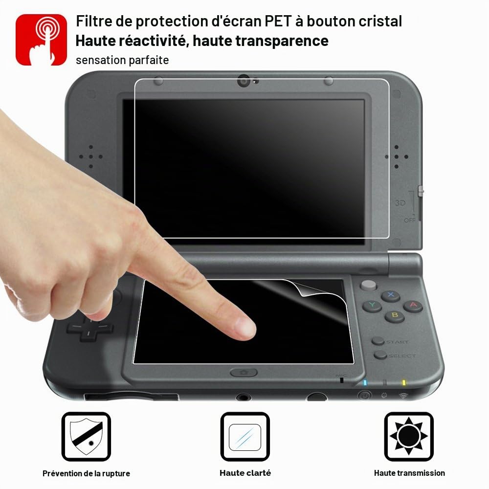 Étui de Protection pour Nintendo New 3DS XL avec Film de Protection d'écran, AFUNTA 2 Protecteurs en Verre Trempé pour Écran Supérieur et Films en Pet pour Écran Inférieur, 1 EVA Housse de Transport