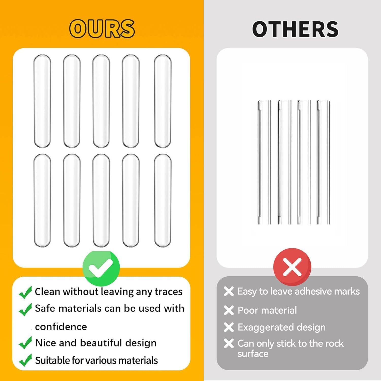 GorillaGrit 2.24 inch Transparent Strip Door Handle Bumper Soft Wall Protector Self Adhesive Door Knob for Wall Shield Guard Sliding Clear Door Bumpers Stopper — Amazon image 4