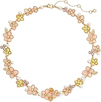 Kate Spade New York Pastel Petals Necklace with Rose Quartz & Cubic Zirconia Brass Chain