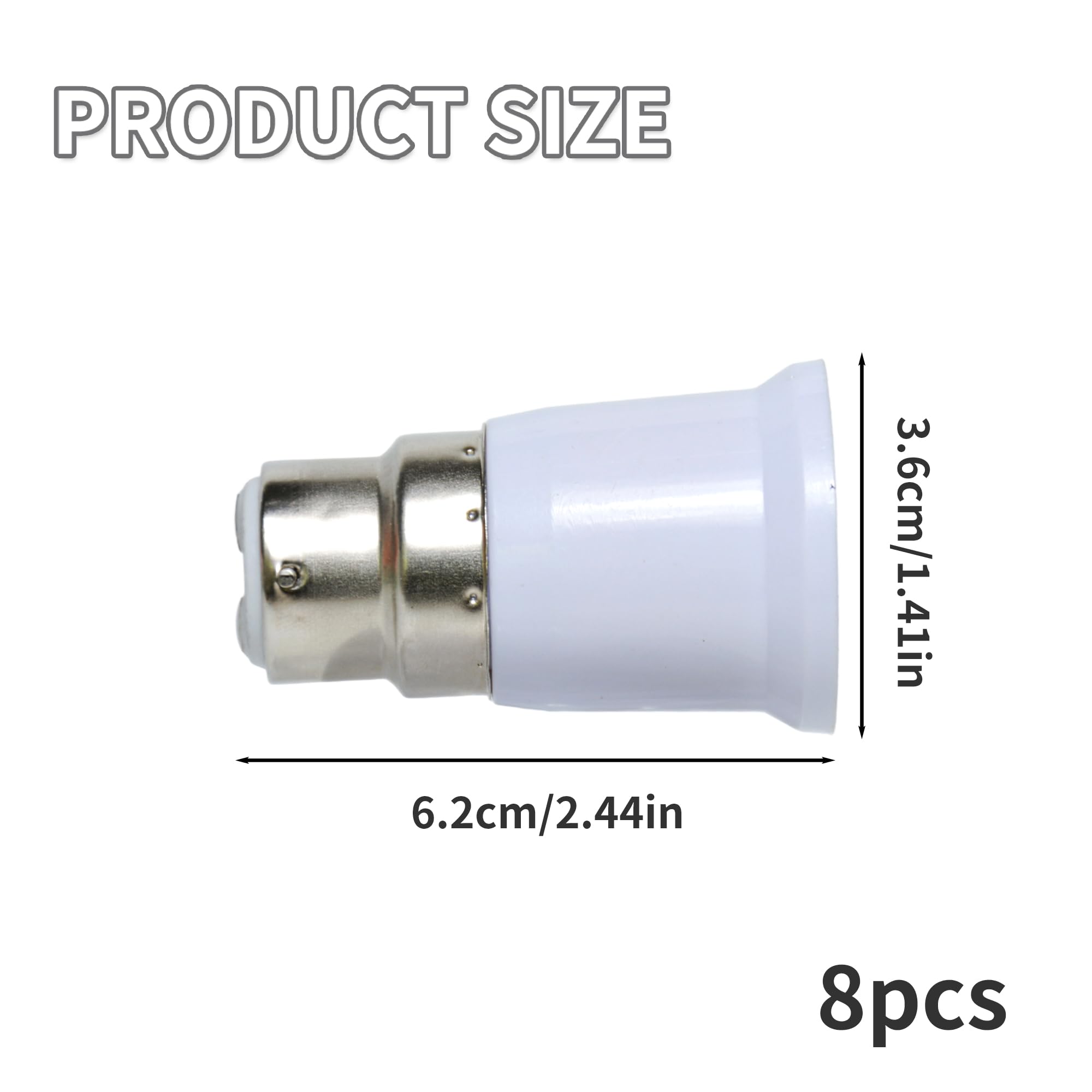 XIYING 8 Pcs B22 to E27 Adapter, Light Socket Bulb Adapter Bayonet to Screw for Kitchen Living Room and Bedroom - Image 2