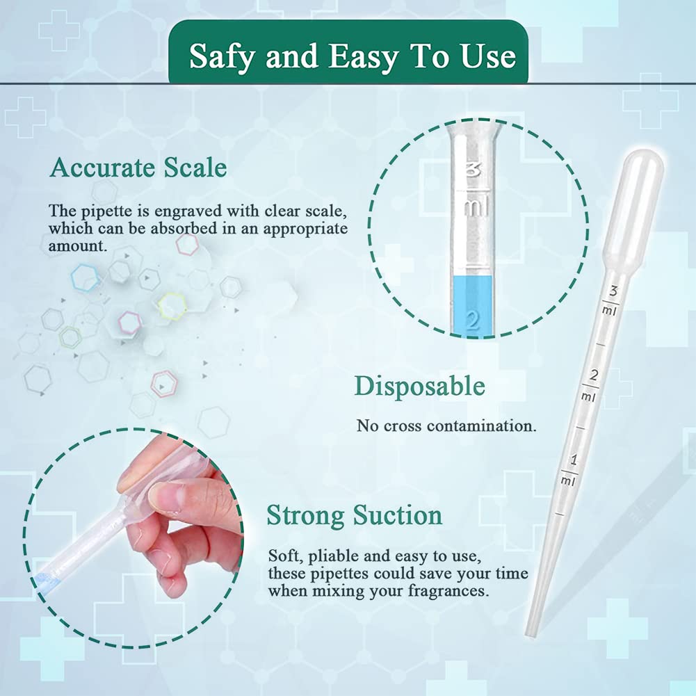 Pipettes Jetables 3ml - Lot De 30 Pour Transfert De Liquides Précises | Compte-gouttes Graduées Pour Labo, Cosmétiques Et Huiles Essentielles