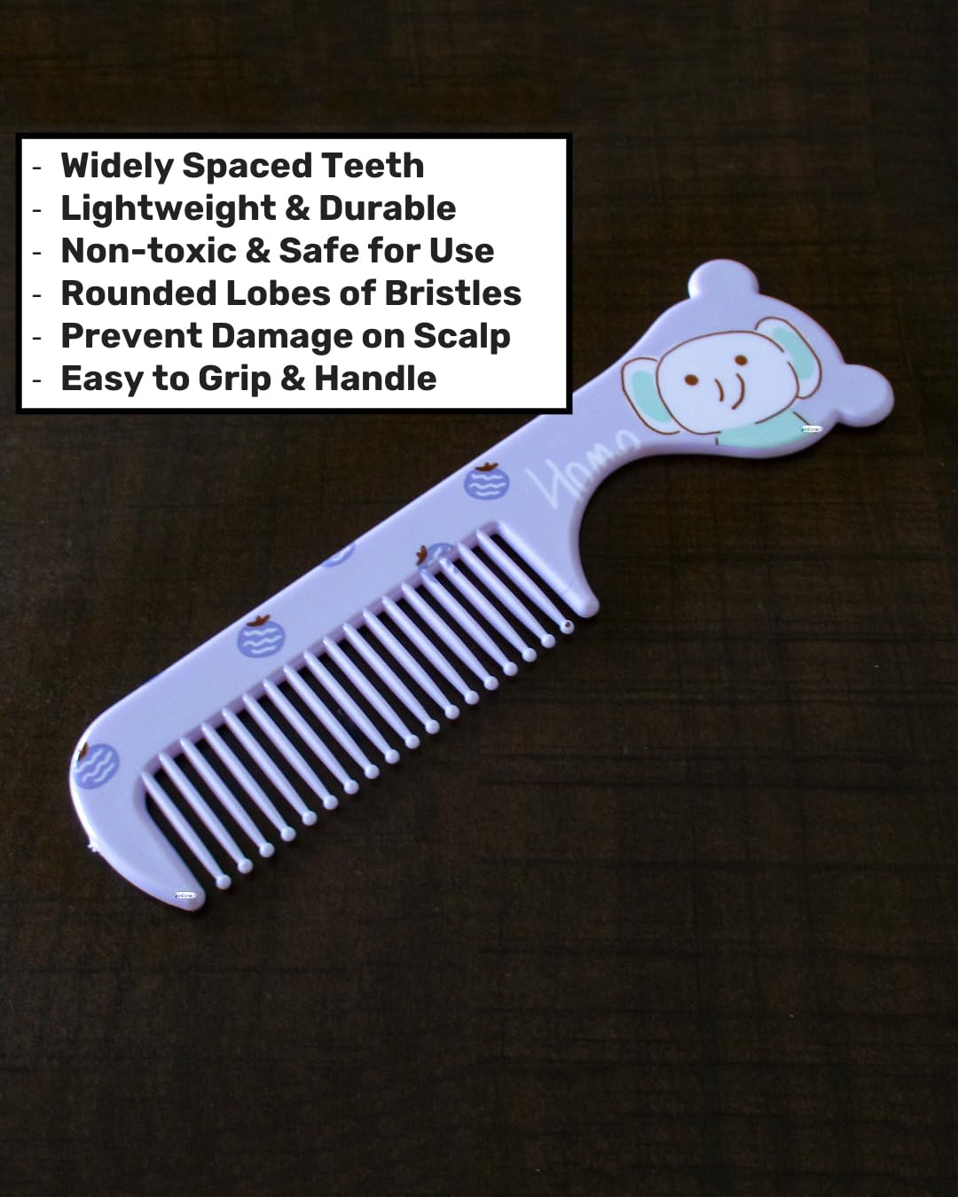 Rachna Soft Ball Tip Bristles Baby Hair Comb Set for Detangling Grooming Healthy Scalp - 7105 - Set of 2 | Colour/Print May Vary 3