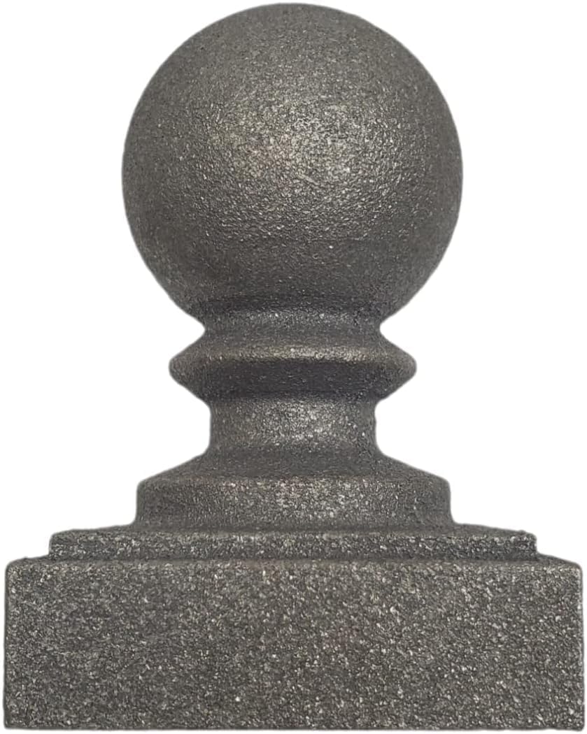 Square Post Ball Finial, Cast Iron, 1-6 Inch Sizes, Weldable Fence Post Cap, Unfinished (3" x 3", 4)