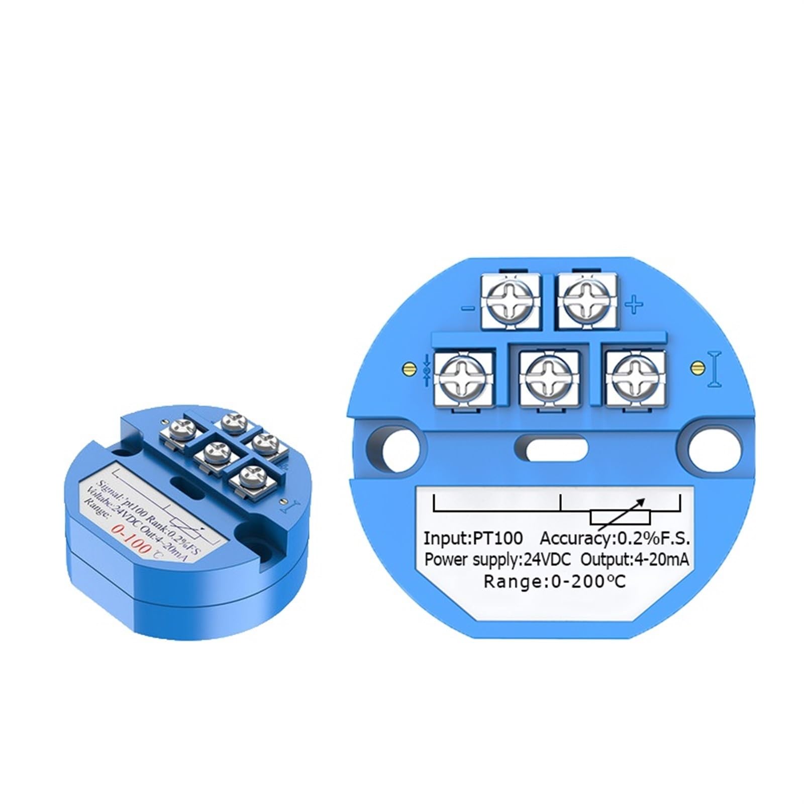 Trasmettitore di Temperatura -200-600℃ Rilevamento Temperatura Uscita 4-20 mA Sensore di Temperatura RTD PT100 (Color : 0-250C 24VDC)