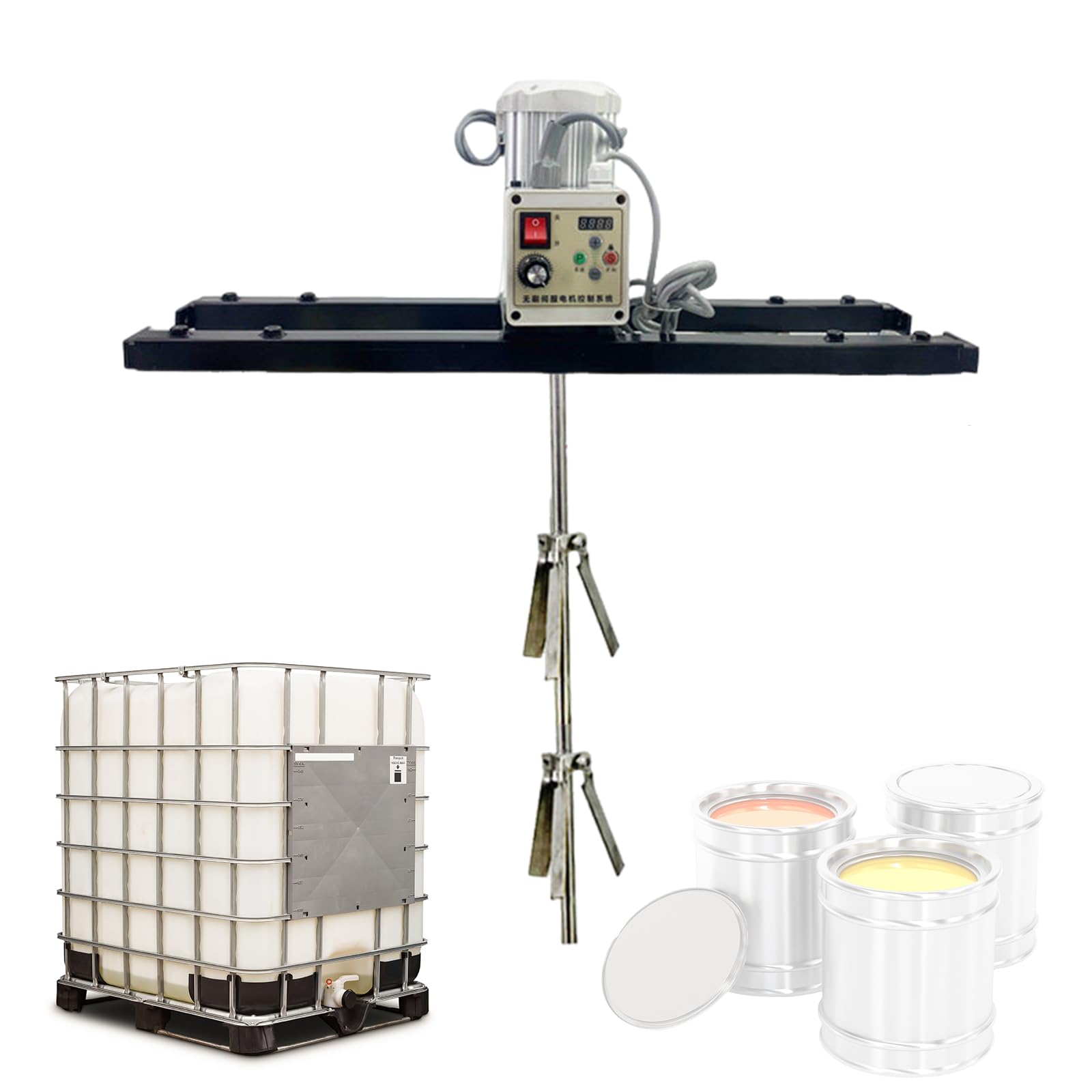 Kadxyan 2100w Ibc Tote Mixer, Electric Industrial Agitator With Digital Speed Display, High Torque Stirrer For 1000l/265 Gallon Tank, Paint Ink Liquid Dissolver