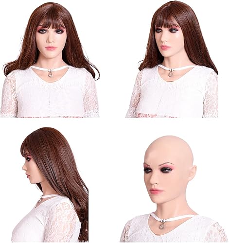 Miniatura 2 de SUAISKR Máscara de cabeza femenina de silicona realista hecha a mano para Halloween Beauty Face para Crossdresser Cosplay