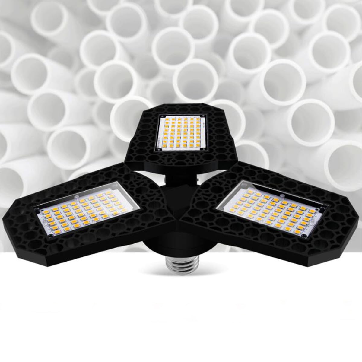 Veemoon LED Deformation Garage Ceiling Light 40w Three-Leaf Folding Workshop Bay Lamp High Brightness White for Warehouse and — view 3