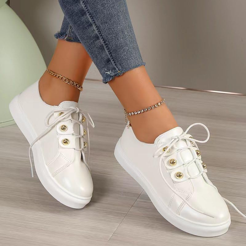 Women's Fashion Lace Up PU Leather Platform Sneakers Comfortable Low Top Shoes Casual Tennis Walking Sneaker for Women3